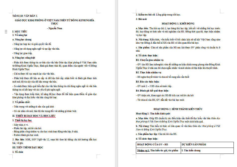Ngữ văn 12 Bài 8: Giáo dục khai phóng ở Việt Nam nhìn từ Đông Kinh Nghĩa Thục
