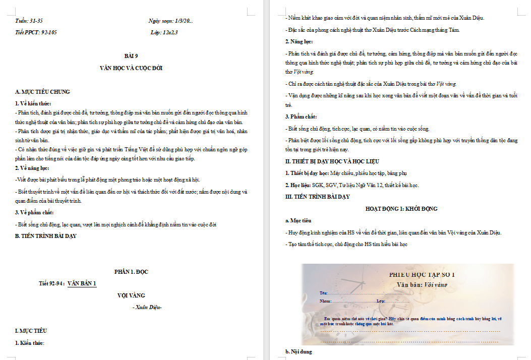 Ngữ văn 12 Bài 9: Vội vàng