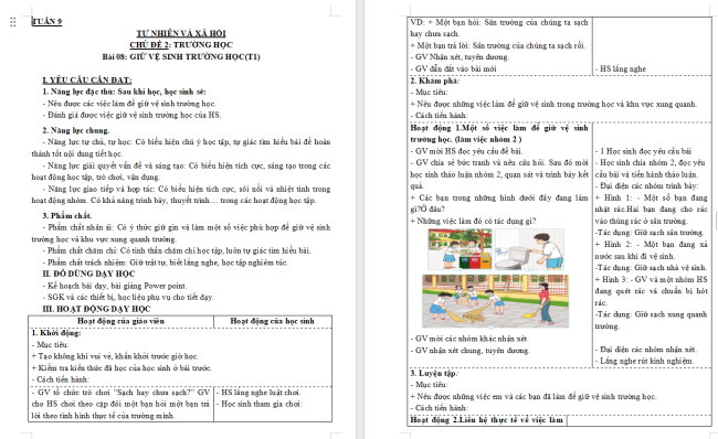 Giáo án Tự nhiên và xã hội 3 Bài 8: Giữ vệ sinh trường học