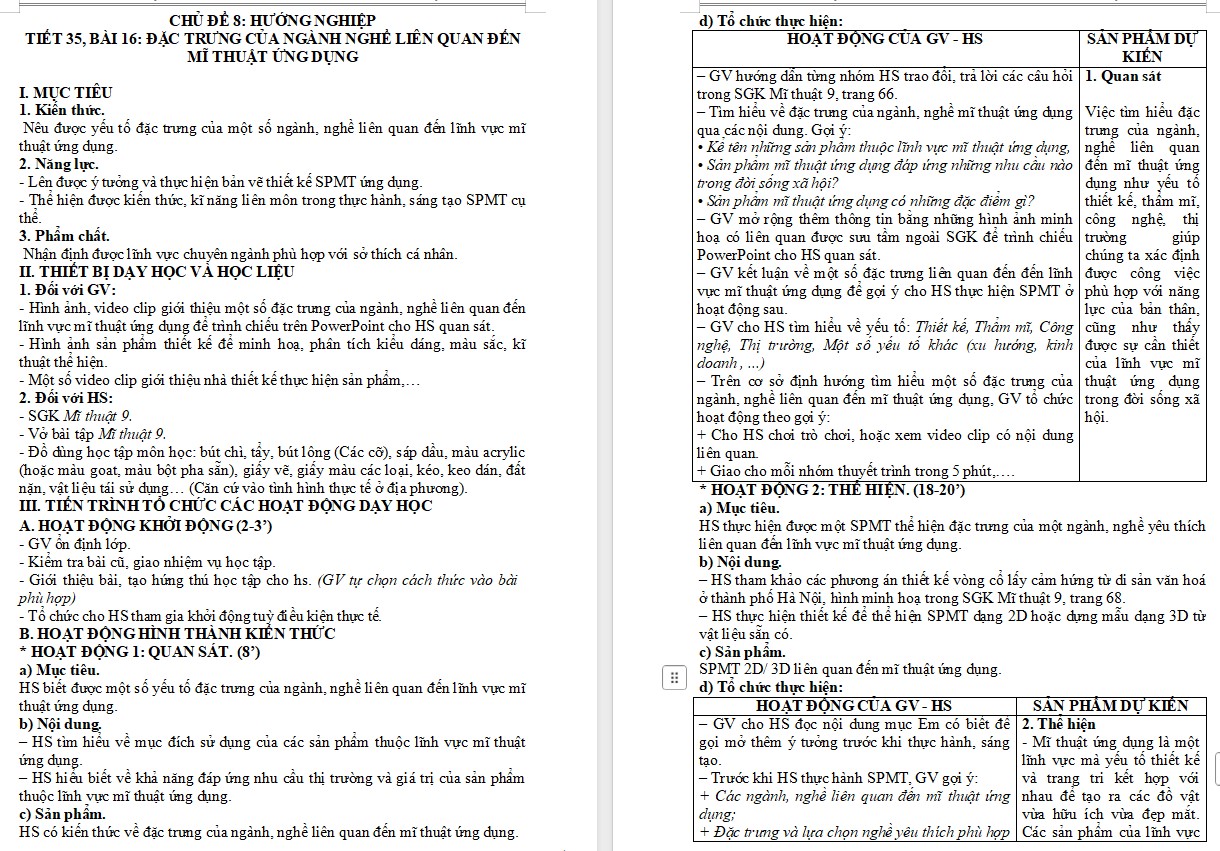 Giáo án Mĩ thuật 9 KNTT Bài 15