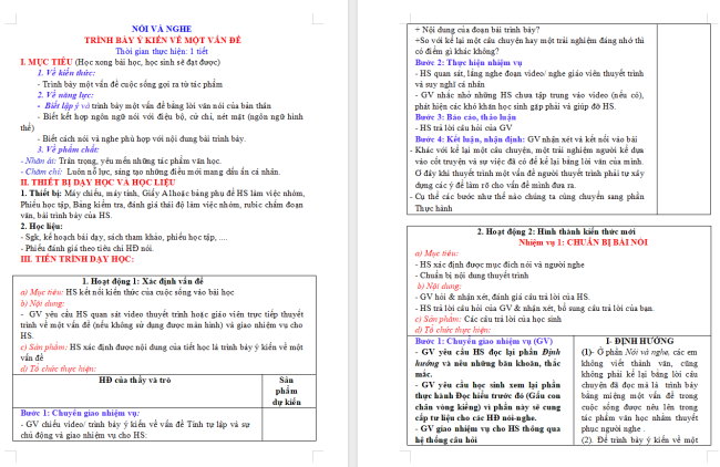 Giáo án Văn 6 Bài 7: Trình bày ý kiến về một vấn đề