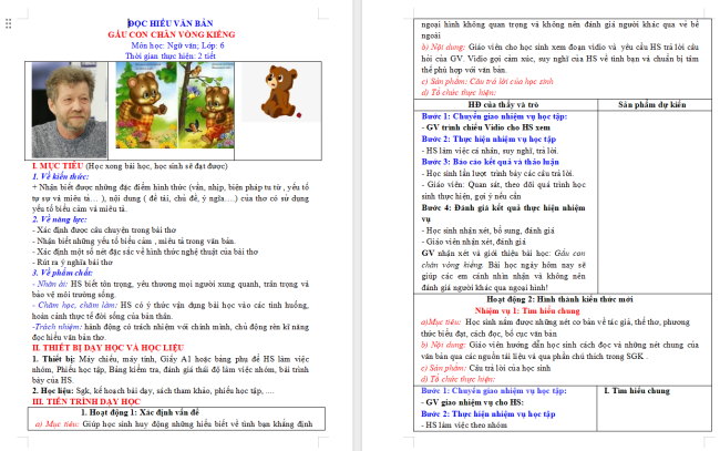 Giáo án Văn 6 Bài 7: Gấu con chân vòng kiềng