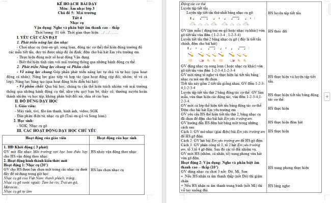 Giáo án Âm nhạc 3 Chủ đề 5 Tiết 4