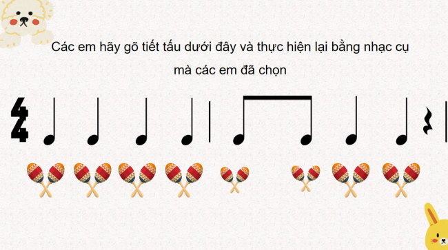 PowerPoint Âm nhạc 3 Chủ đề 6 Tiết 4: Nhạc cụ. Vận dụng: Nghe âm sắc đoán tên nhạc cụ