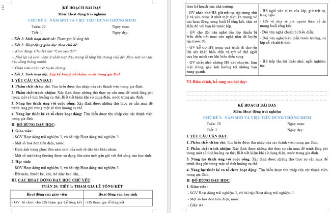 Giáo án Hoạt động trải nghiệm 3 Tuần 20