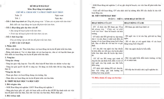 Giáo án Hoạt động trải nghiệm 3 Tuần 23