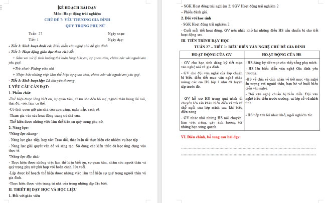 Giáo án Hoạt động trải nghiệm 3 Tuần 27