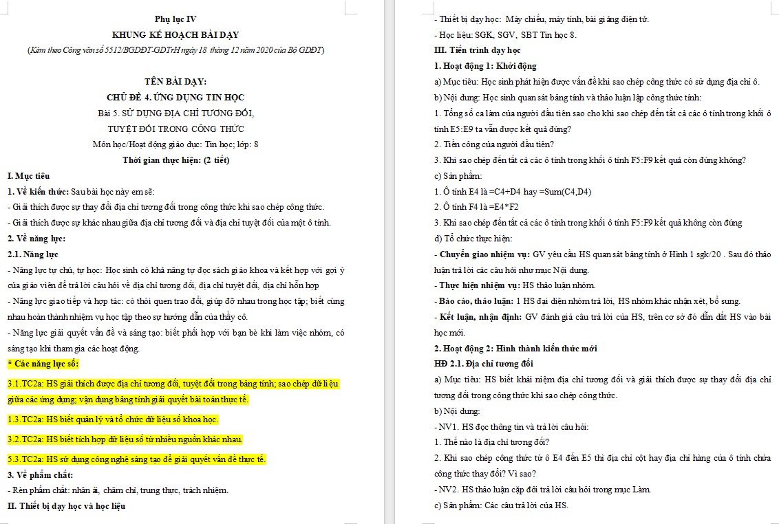 Giáo án Bài 5 Tin học 8 Chân trời sáng tạo