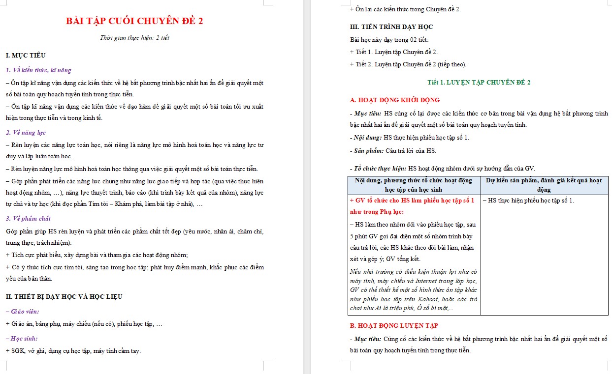 Giáo án word Chuyên đề Toán 12 KNTT Bài tập cuối chuyên đề 2