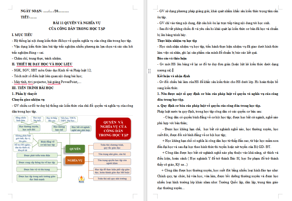 Giáo án ôn thi tốt nghiệp môn Giáo dục Kinh tế và Pháp luật 12 Bài 11