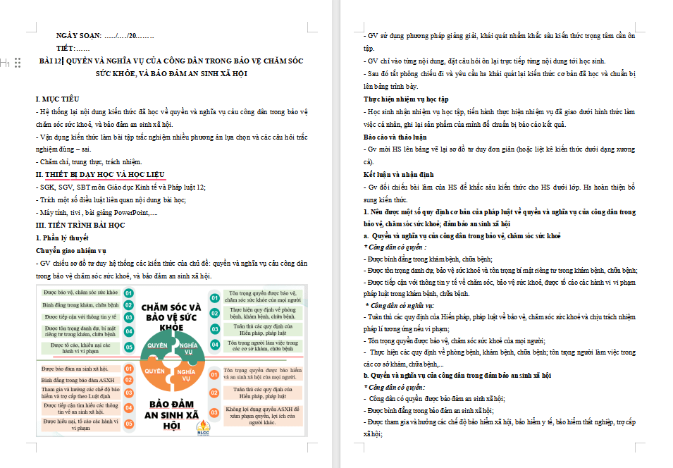 Giáo án ôn thi tốt nghiệp môn Giáo dục Kinh tế và Pháp luật 12 Bài 12