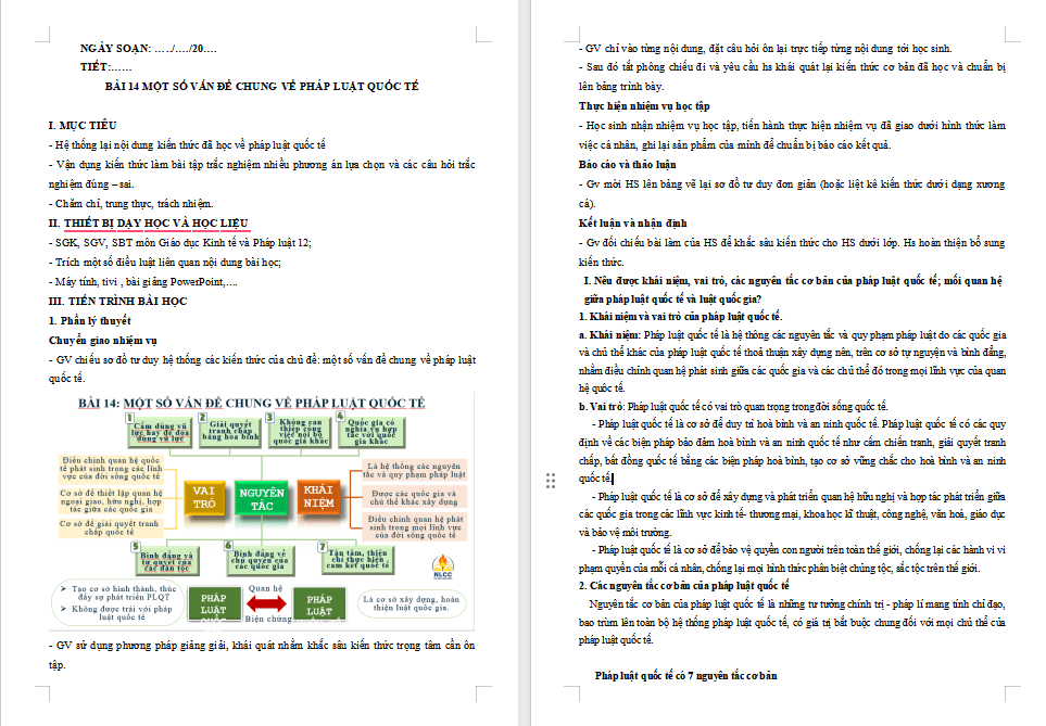Giáo án ôn thi tốt nghiệp môn Giáo dục Kinh tế và Pháp luật 12 Bài 14
