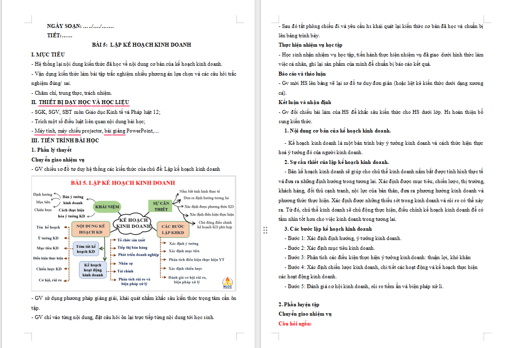 Giáo án ôn thi tốt nghiệp môn Giáo dục Kinh tế và Pháp luật 12 Bài 5