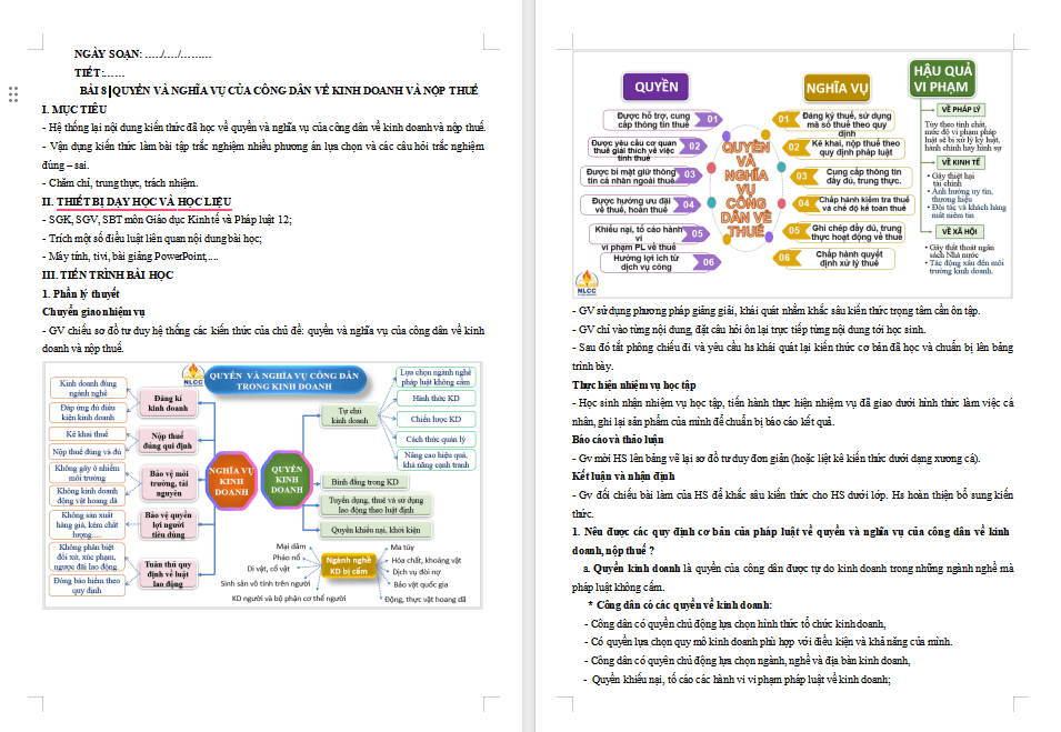 Giáo án ôn thi tốt nghiệp môn Giáo dục Kinh tế và Pháp luật 12 Bài 8