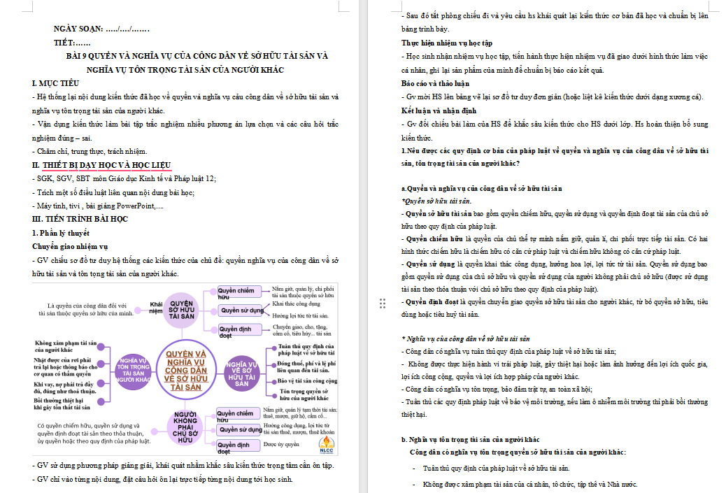 Giáo án ôn thi tốt nghiệp môn Giáo dục Kinh tế và Pháp luật 12 Bài 9