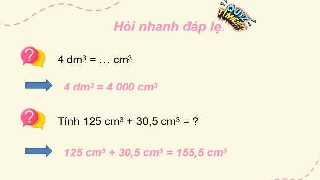 PowerPoint dạy thêm Toán 5 Bài 46: Xăng-ti-mét khối. Đề-xi-mét khối