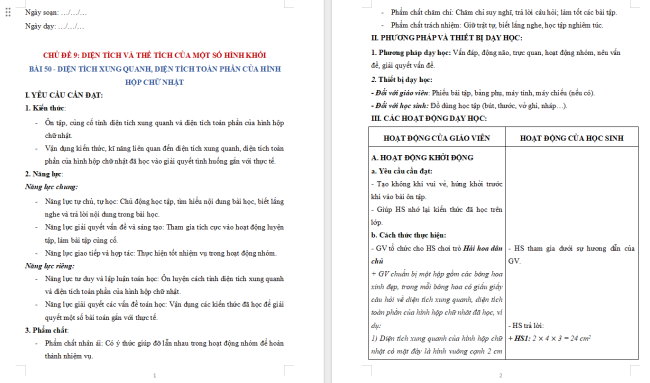 Giáo án dạy thêm Toán 5 Bài 50