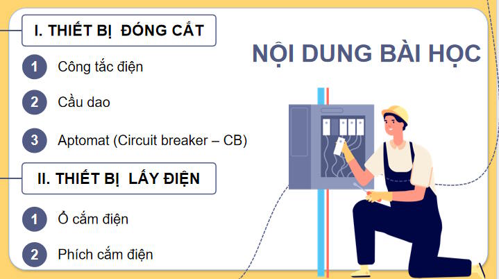 Thiết bị đóng cắt và lấy điện trong gia đình