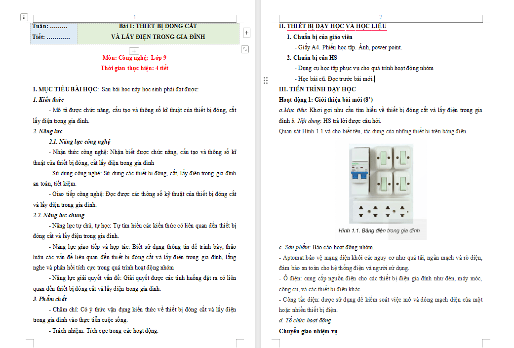 Giáo án PowerPoint Công nghệ 9 Bài 1