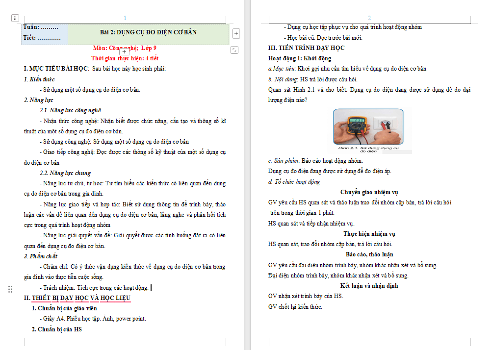 Giáo án PowerPoint Công nghệ 9 Bài 2