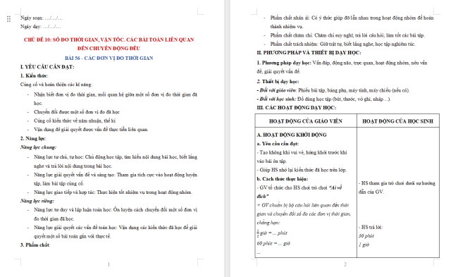 Giáo án dạy thêm Toán 5 Bài 56: Các đơn vị đo thời gian
