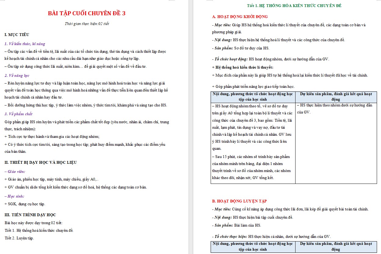 Giáo án word Chuyên đề Toán 12 KNTT Bài tập cuối chuyên đề 3