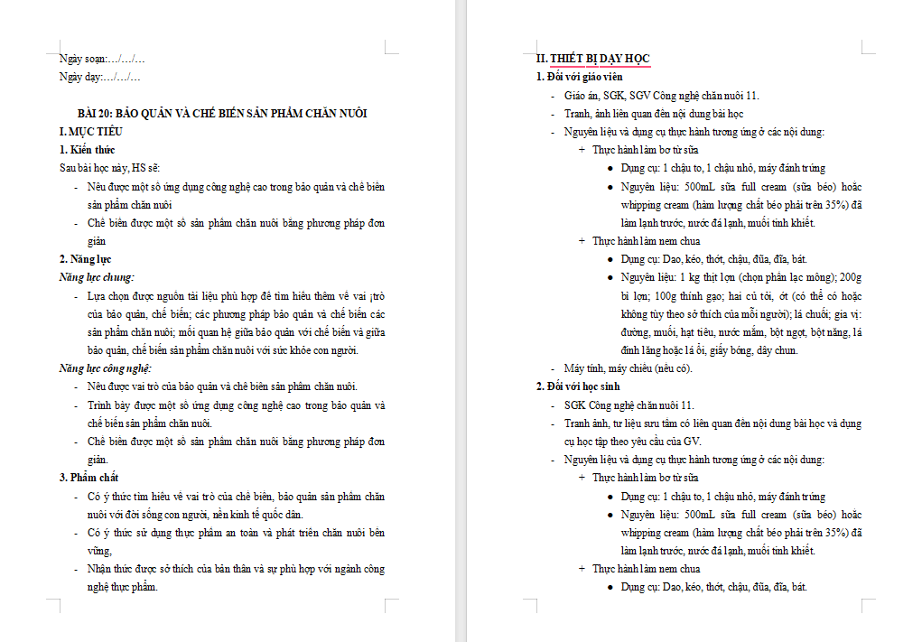 Giáo án PowerPoint Công nghệ 11 Bài 20