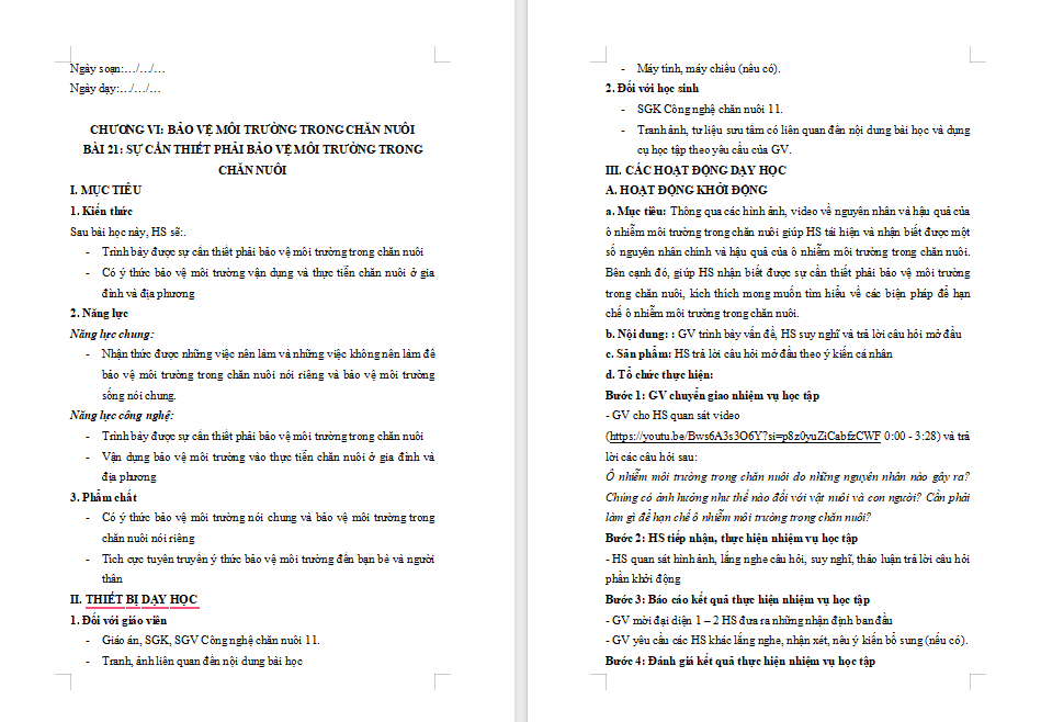 Giáo án PowerPoint Công nghệ 11 Bài 21