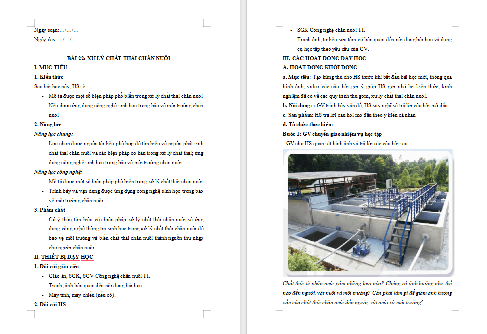 Giáo án PowerPoint Công nghệ 11 Bài 22