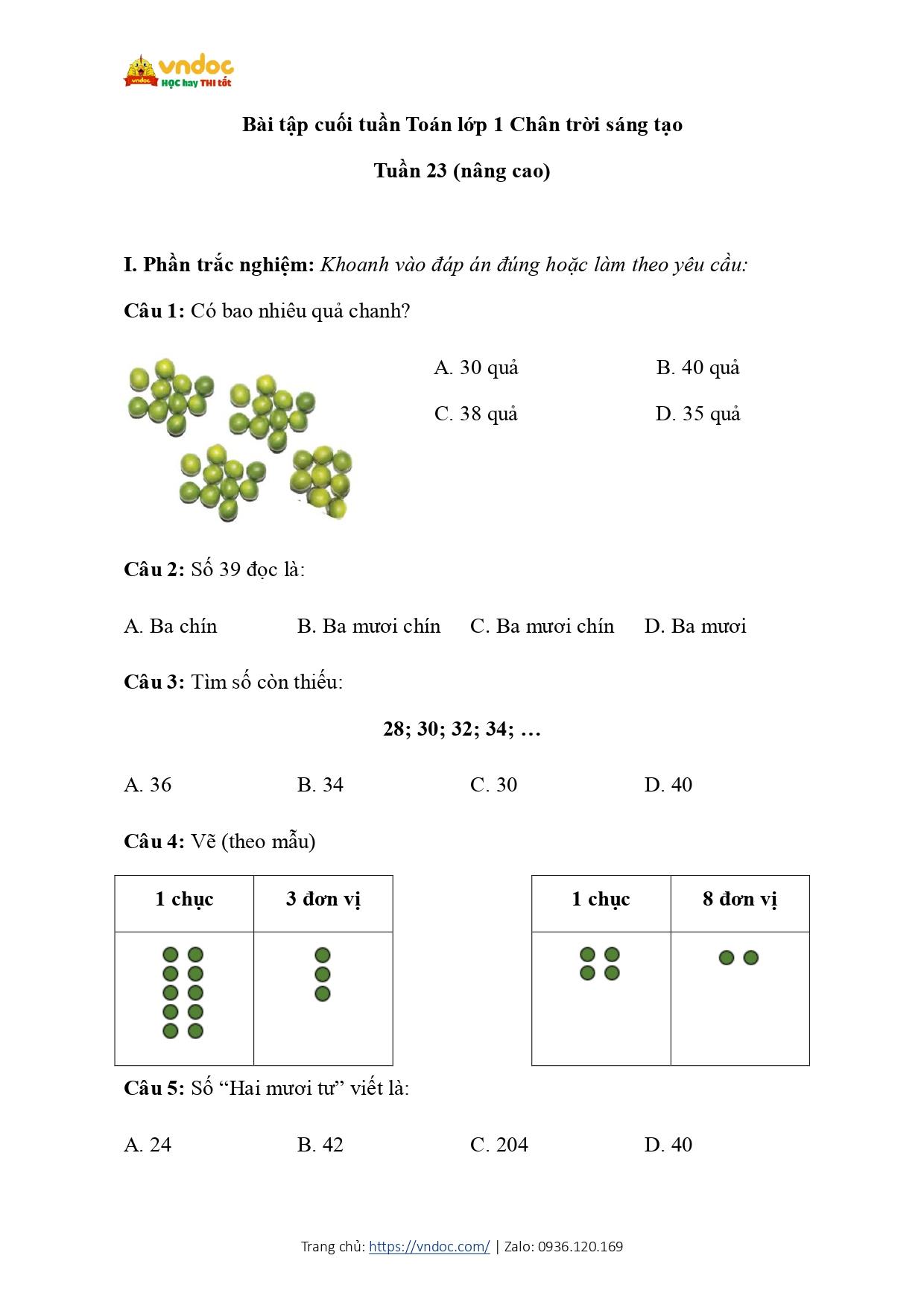 bai tap cuoi tuan mon toan 1 tuan 23 nang cao ctst page 0001*879426