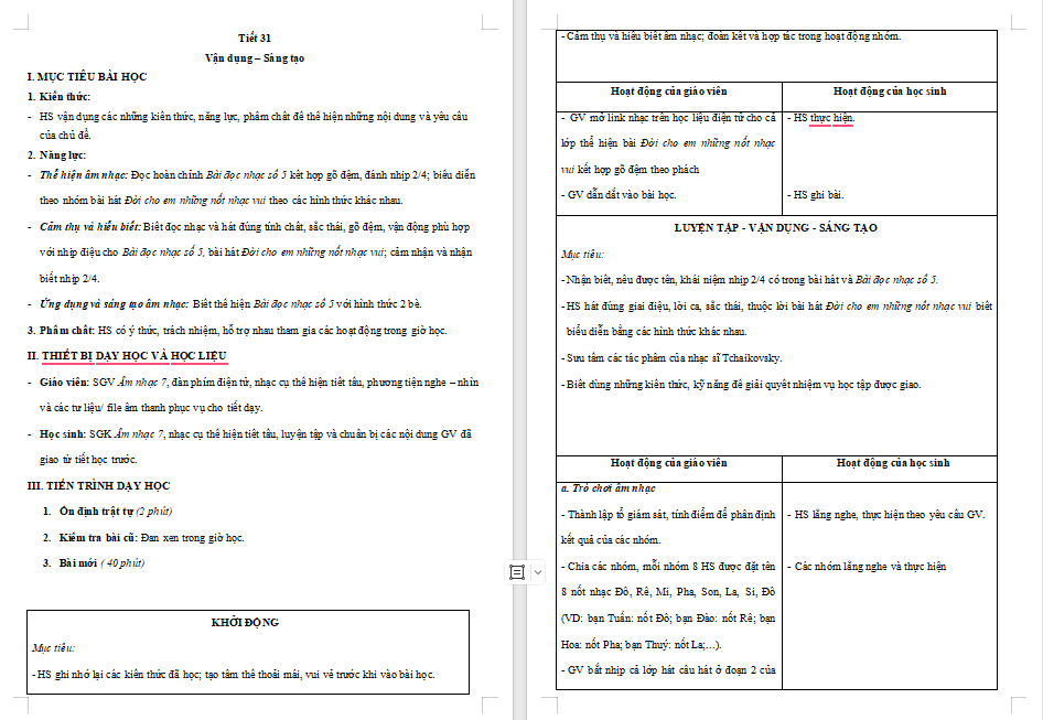 Giáo án PowerPoint Âm nhạc 7 Tiết 31
