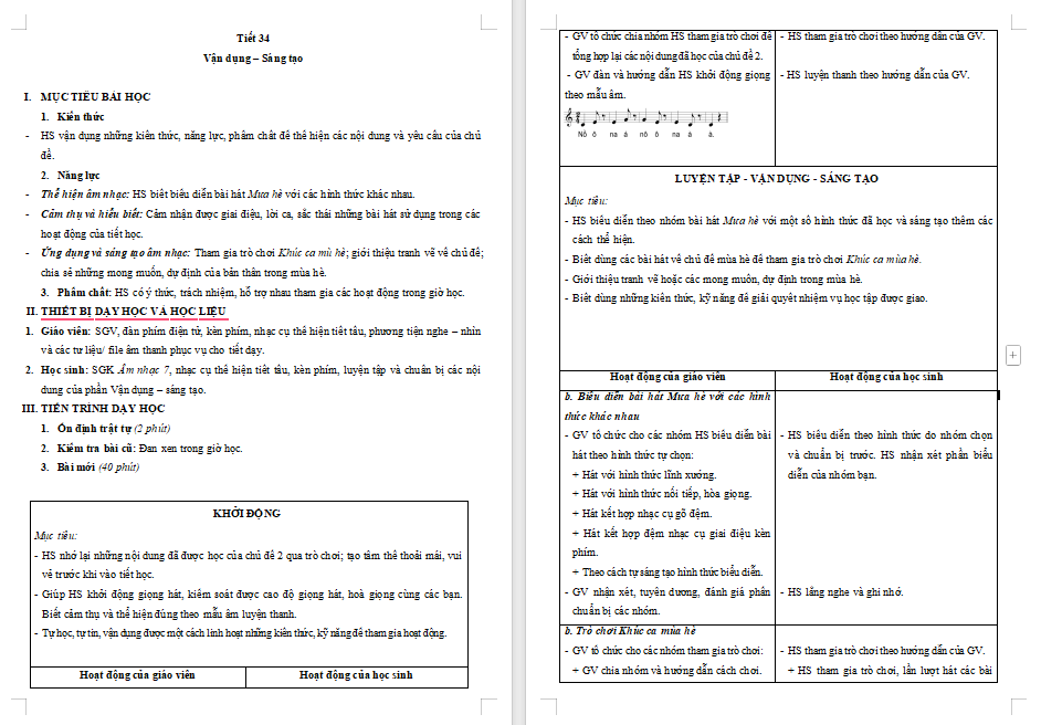 Giáo án PowerPoint Âm nhạc 7 Tiết 34