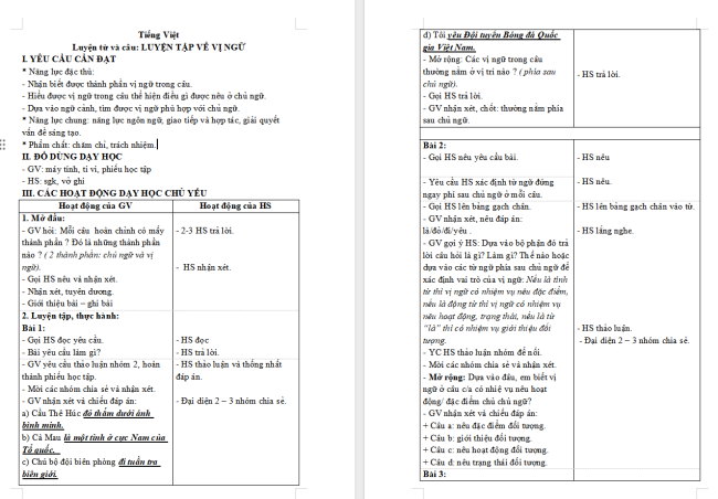 Giáo án Tiếng Việt 4 Bài 7: Luyện tập về vị ngữ