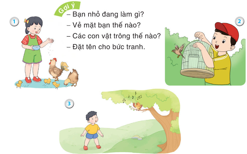 Kể về hoạt động của bạn nhỏ trong một bức tranh em thích