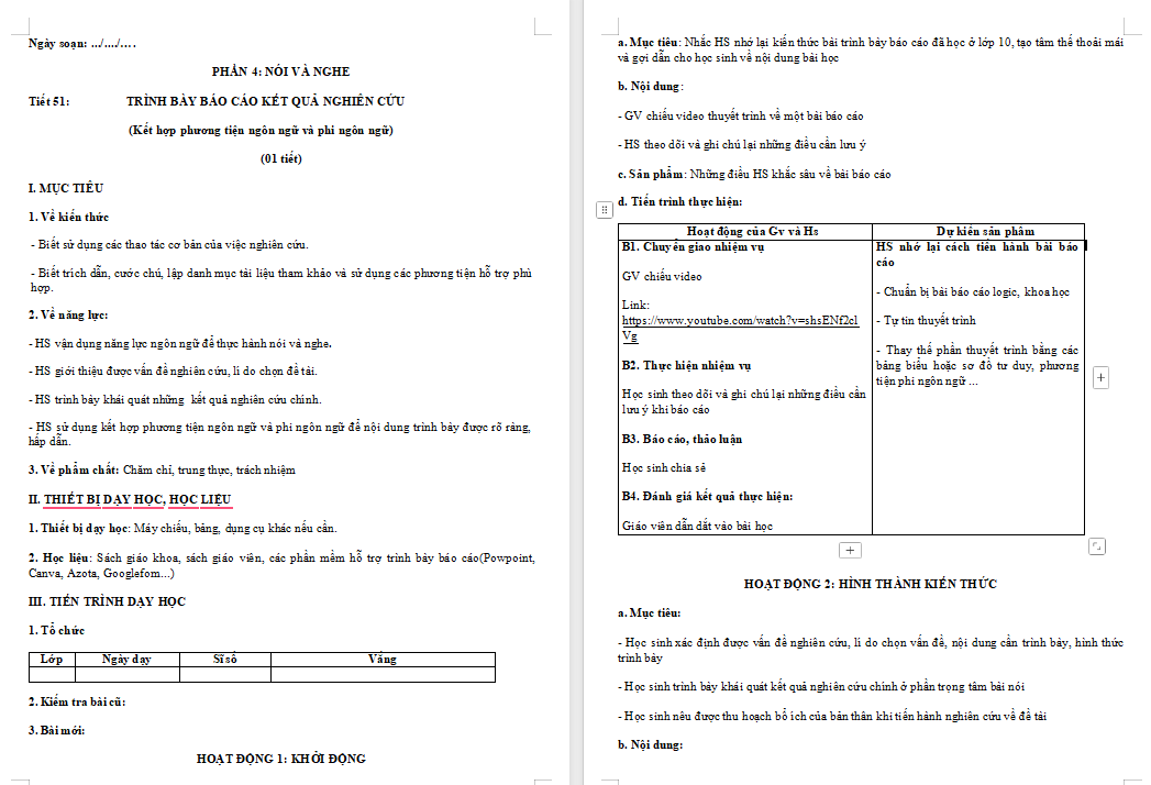 Giáo án Ngữ văn 11 Bài 5: Trình bày báo cáo kết quả nghiên cứu về một vấn đề đáng quan tâm