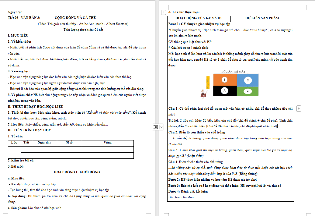 Giáo án Ngữ văn 11 Bài 9: Cộng đồng và cá thể