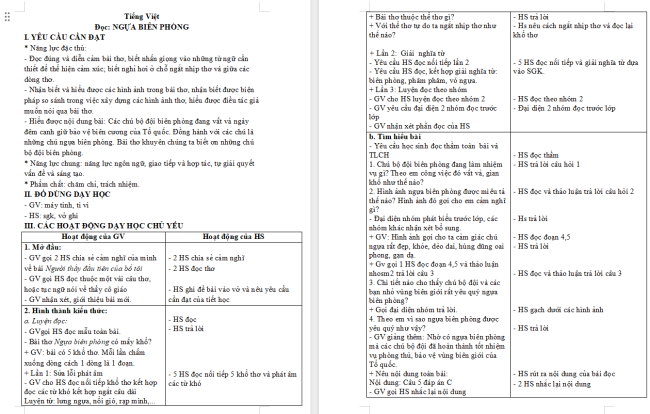 Giáo án Tiếng Việt 4 Bài 16: Ngựa biên phòng