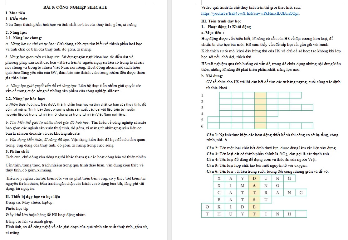 Giáo án word Chuyên đề Hóa 12 KNTT Bài 5