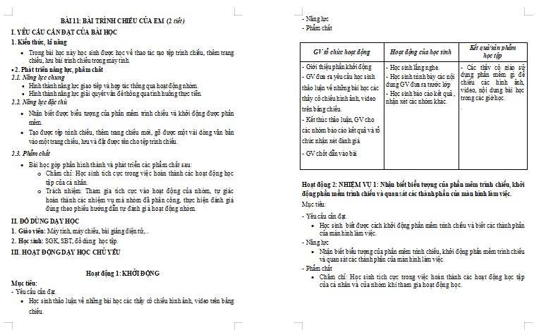 Giáo án Tin học lớp 3 Bài 11: Bài trình chiếu của em