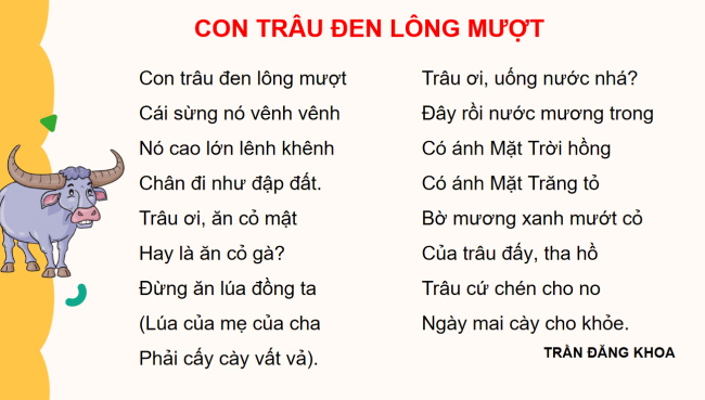 PowerPoint Tiếng Việt 2 Bài 20: Con trâu đen lông mượt