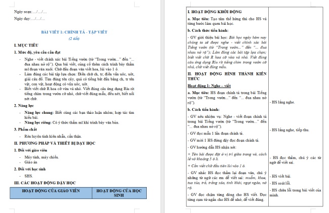 Giáo án Tiếng Việt 2 Bài 21: Nghe - viết Tiếng vườn, Chữ hoa R