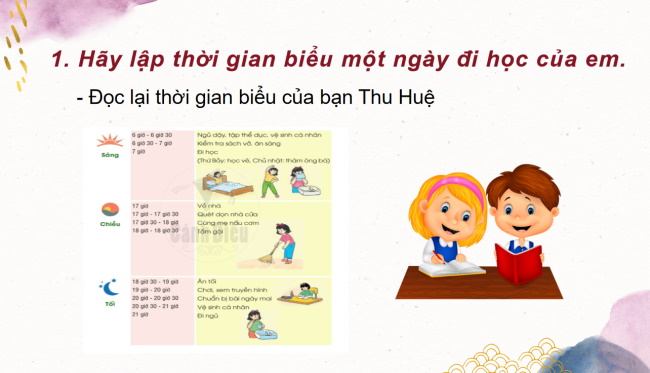 PowerPoint Tiếng Việt 2 Bài 21: Lập thời gian biểu một ngày đi học