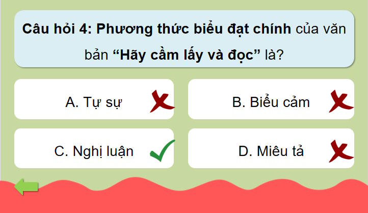 Trò chơi khởi động Ngữ văn 7: Hãy cầm lấy và đọc