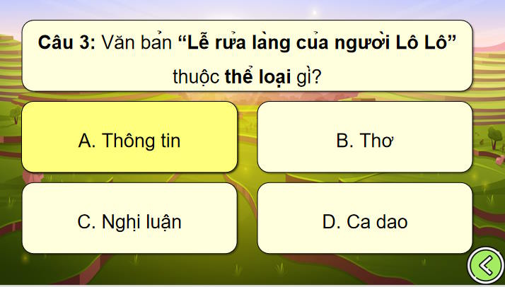 Trò chơi khởi động Ngữ văn 7: Lễ rửa làng của người Lô Lô