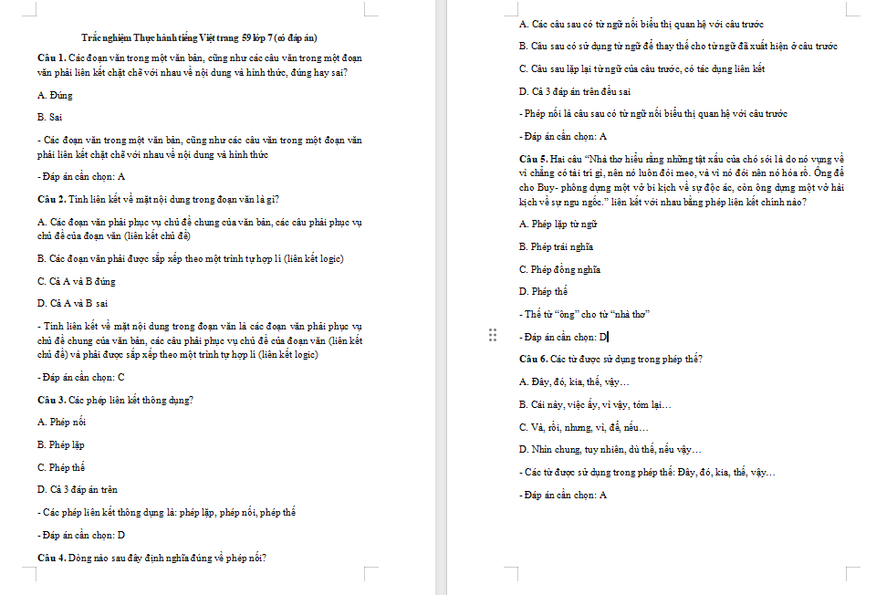 Trò chơi khởi động Ngữ văn 7: Thực hành tiếng Việt trang 59