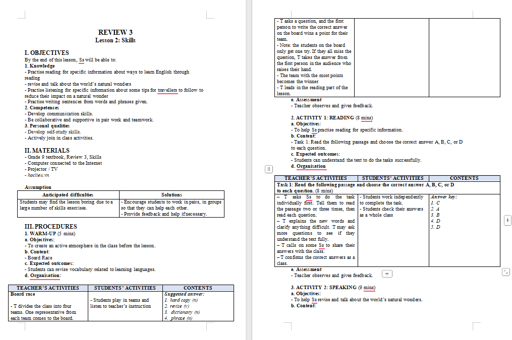 Tiếng Anh 9 Review 3: Skills