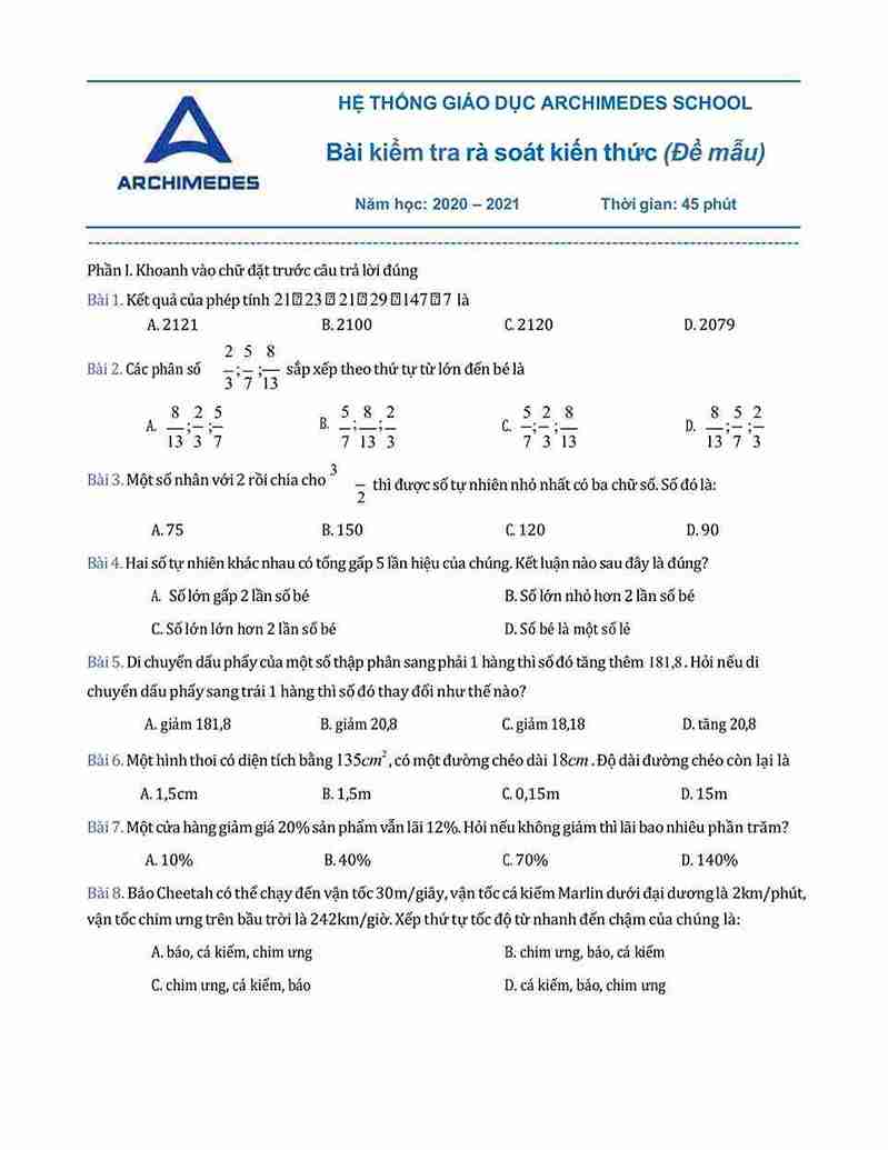 Bo de thi mau tuyen sinh vao lop 6 mon toan truong archimedes 1 1*884399