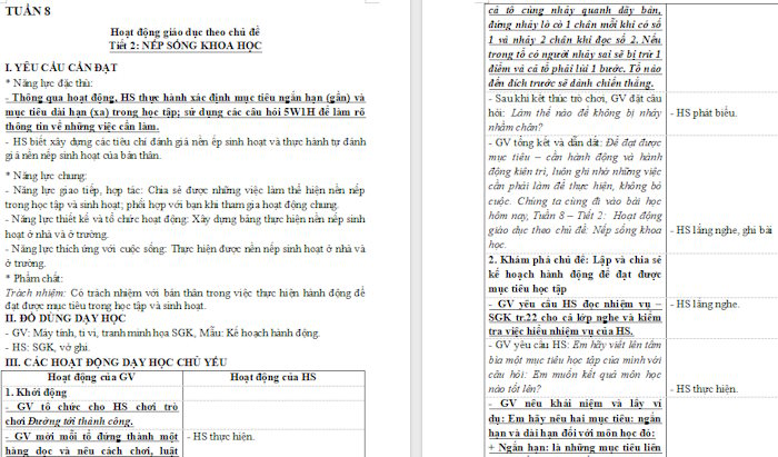 Giáo án Hoạt động trải nghiệm 4 Tuần 8