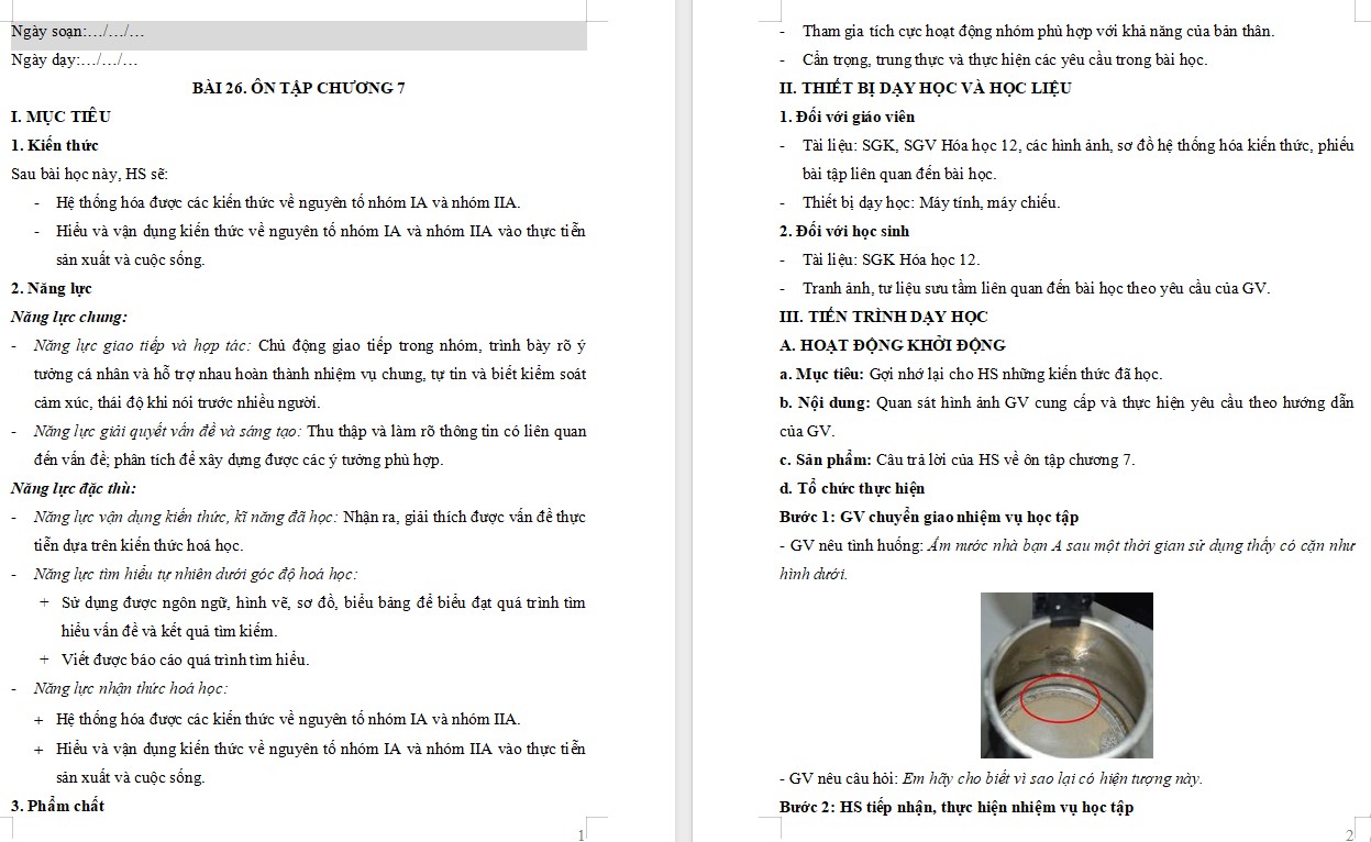 Giáo án Bài 26 Hóa 12 Kết nối tri thức