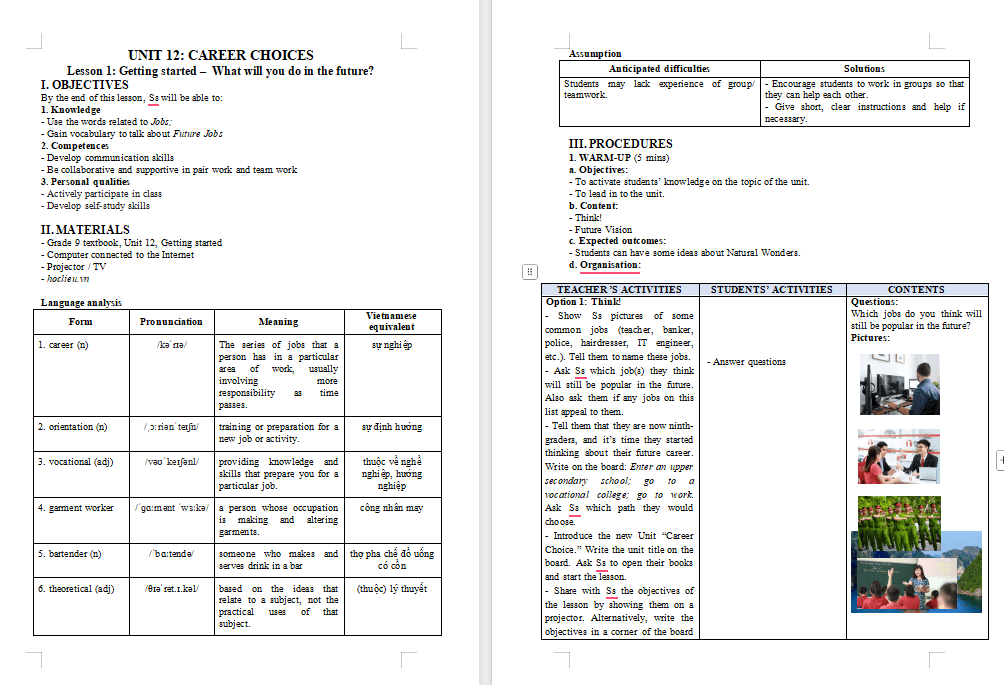 Giáo án Tiếng Anh 9 Unit 12: Getting Started